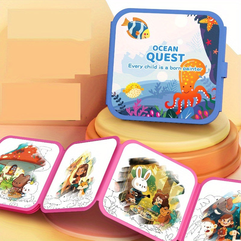 Foldable Magic Water Painting Book - Ocean and Forest Animals