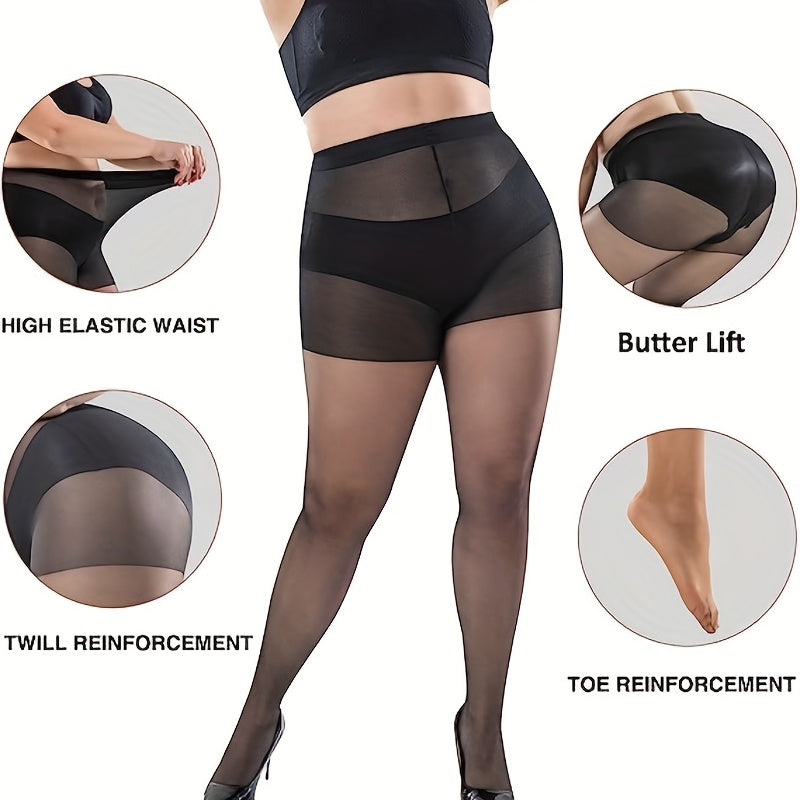  Casual Stockings Women's Plus Solid Anti-hook Sheer Tights