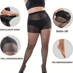  Casual Stockings Women's Plus Solid Anti-hook Sheer Tights