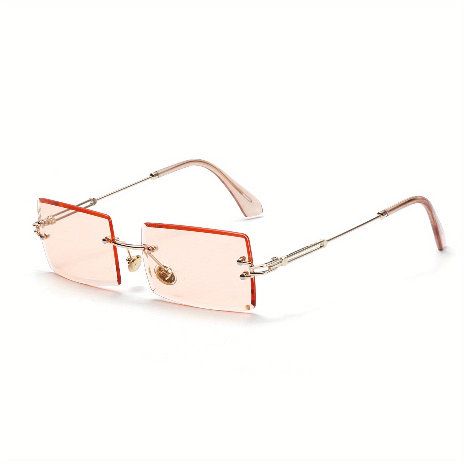 Women's Rimless Square Sunglasses Metal Frame Eyewear
