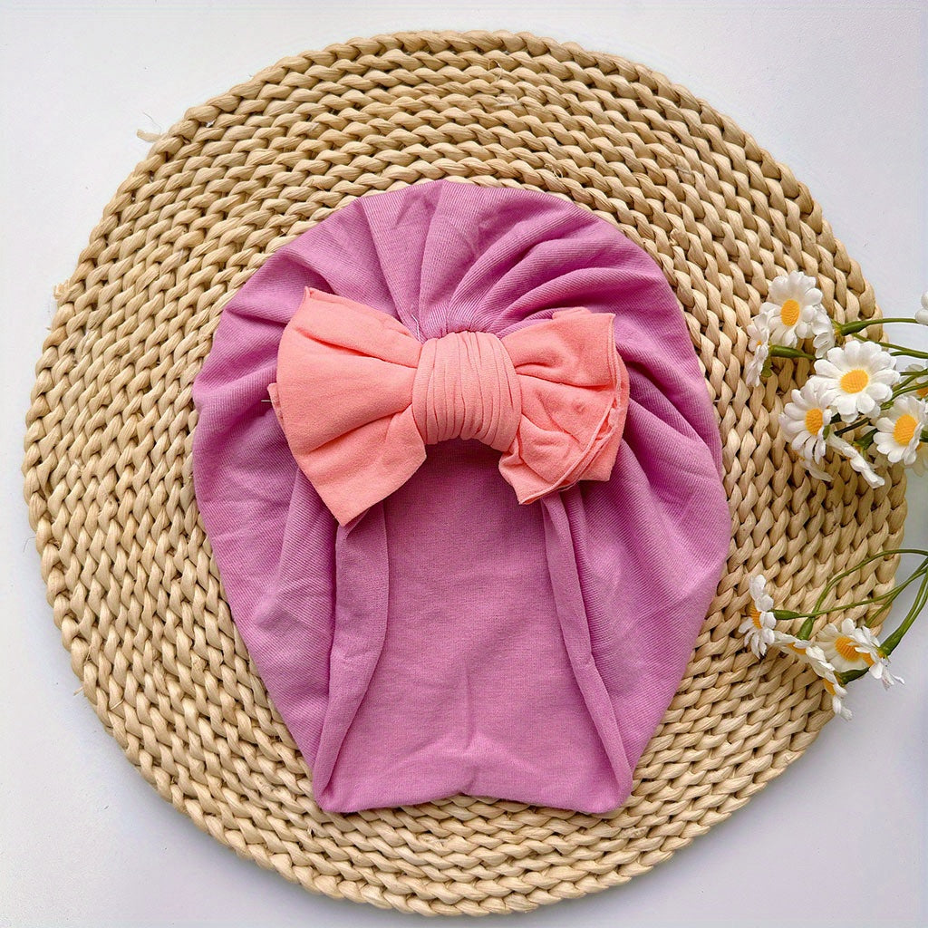 Soft Elastic Bowknot Turban for Baby Girls