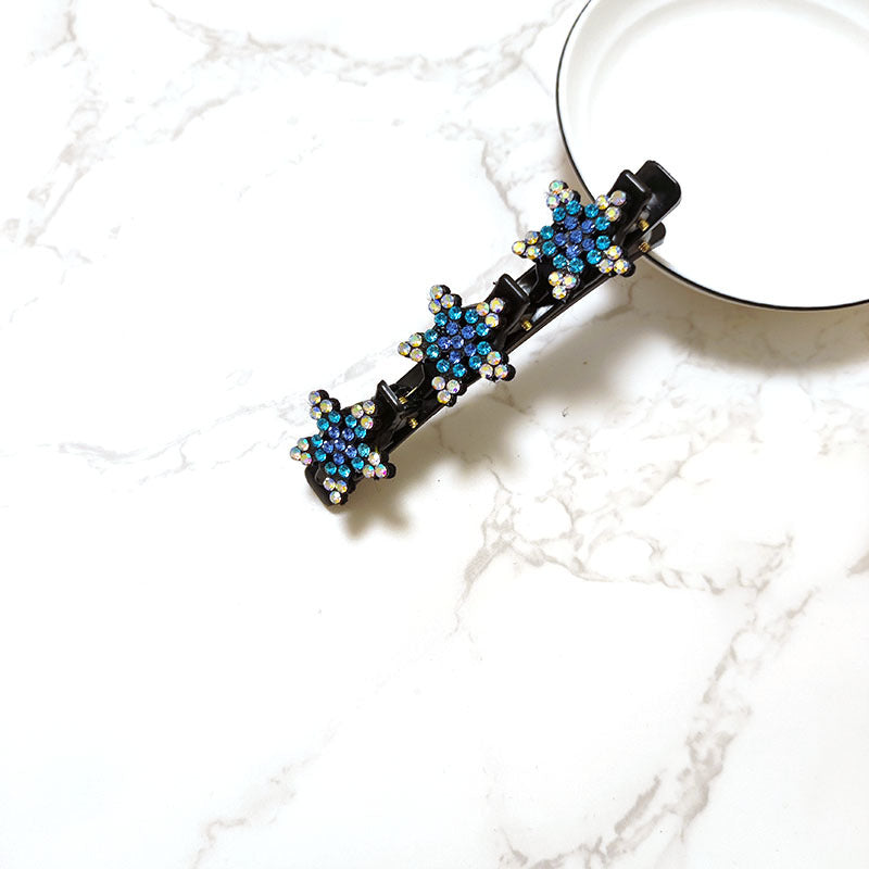 Crystal Stone Braided Hair Clips Double Bangs Hairpins