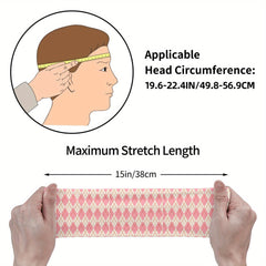 Men's Vintage Plaid Headband Soft Pink & Grid Pattern Breathable Comfort Fit