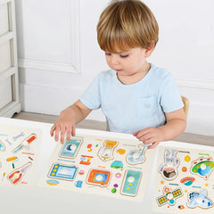 3pcs Wooden Peg Puzzles for Kids Alphabet Numbers Learning Sets Durable Wood
