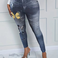  Letter & Butterfly Print Leggings