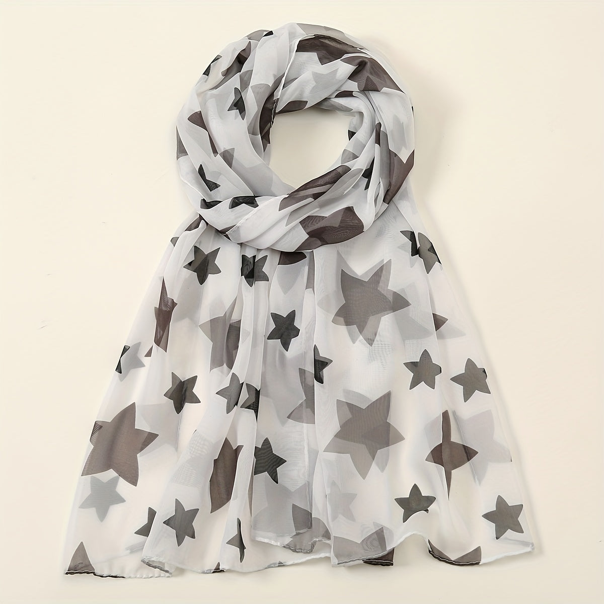 Pentagram Print Chiffon Scarf Lightweight Windproof Shawl