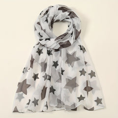 Pentagram Print Chiffon Scarf Lightweight Windproof Shawl