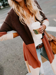  Colorblock Long Sleeve Cardigan