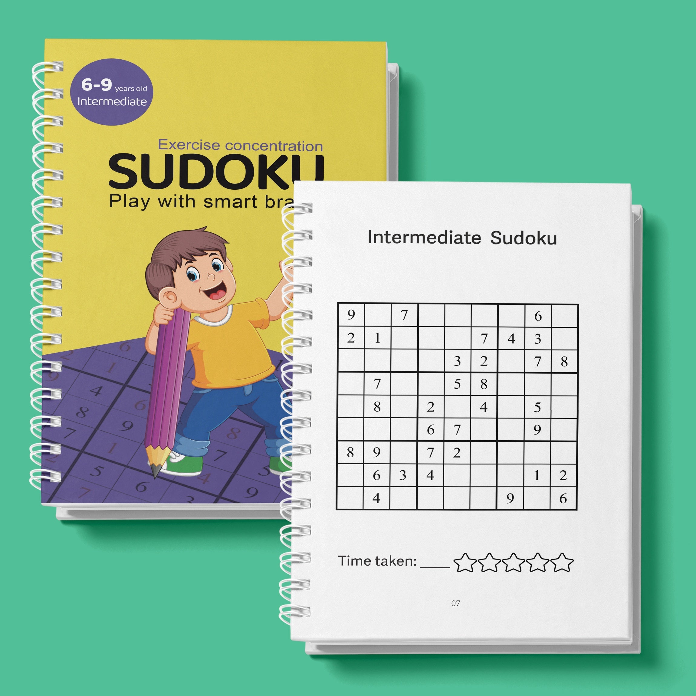 1pc Intermediate Sudoku Puzzle Booklet for Ages 6-9 Colorful Grids
