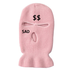 Embroidered Funny Hat 3 Hole Ski Mask Woolen Knitted Hat Winter Warm