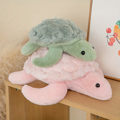 Adorable Pink & Green Sea Turtle Plush Toy - Cuddly Comfort for Kids