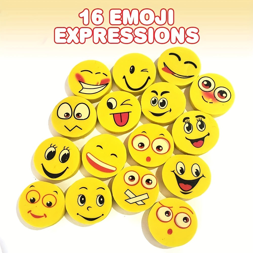 70pcs Smile Face Erasers Assorted Designs School Supplies Teacher Rewards
