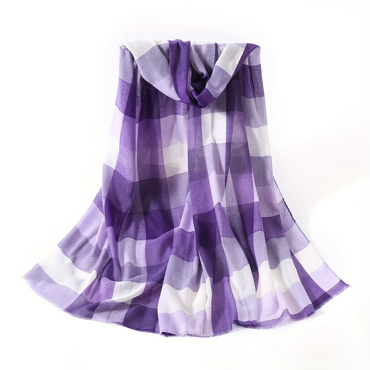 Plaid Print Scarf Shawl Windproof Head Wrap Warm Scarf For Women