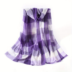Plaid Print Scarf Shawl Windproof Head Wrap Warm Scarf For Women