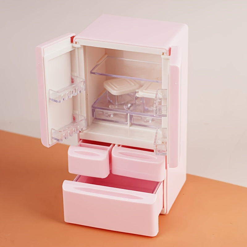 Dollhouse Kitchen Fridge Light Pink w/ Clear Shelves
