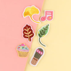 6pcs Cartoon Leaf Cake Embroidered Patches For Clothes Jeans