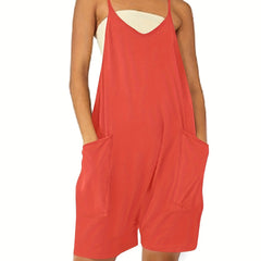Sleeveless V-Neck Pocket Jumpsuit for Women