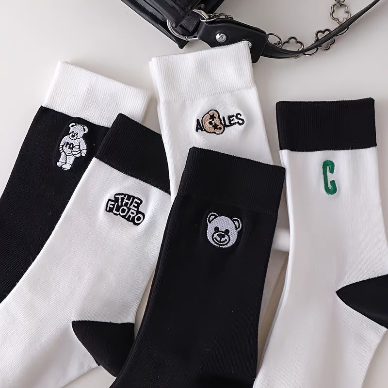 Letter & Bear Print Socks Women's Stockings & Hosiery