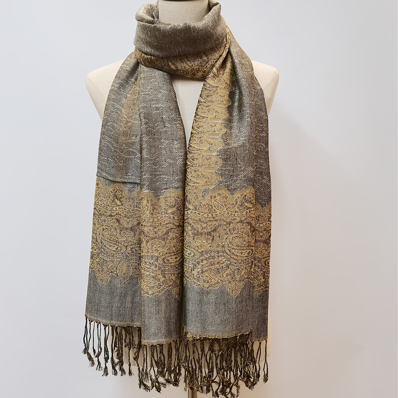 Boho Paisley Jacquard Tassel Scarf Wrap