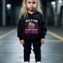 OERYUI Hooded Pullover Pants Set JUST A GIRL WHO LOVES OTTERS Print