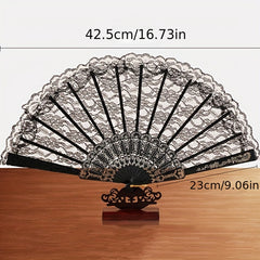 Lace Folding Fan Vintage Handheld Fan Women Girls Hollow Lace Folding Fan