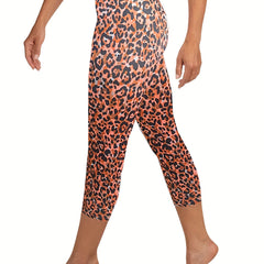 Leopard Print Skinny Capris Leggings for Women