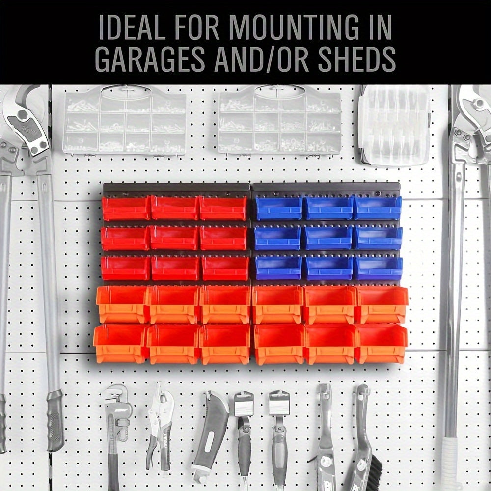 30pcs Wall Mounted Parts Box Storage Container Garage Nuts Bolts Organizer