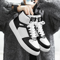 Men's High Top Skate Shoes Comfy Non Slip Lace Up Soft Sole Sneakers