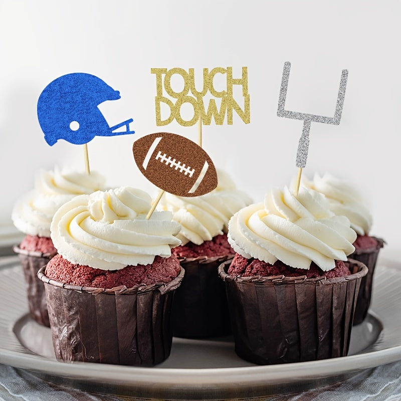 12pcs American Football Helmet Cake Insert Party Supplies