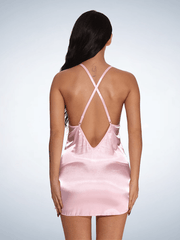 Floral Lace Stitching Nightdress Sexy Deep V Backless Slip Sleep Dress
