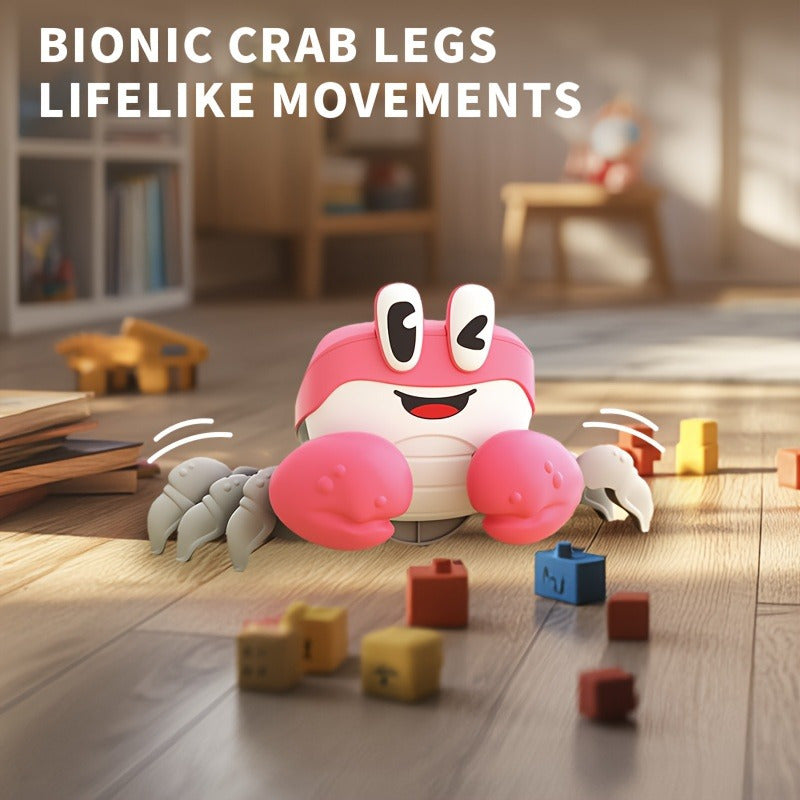 Interactive Crab Crawling Toy Lights & Sound Bionic Legs Pink Yellow