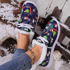 Women's Santa Christmas Snow Boots Plush Comfort