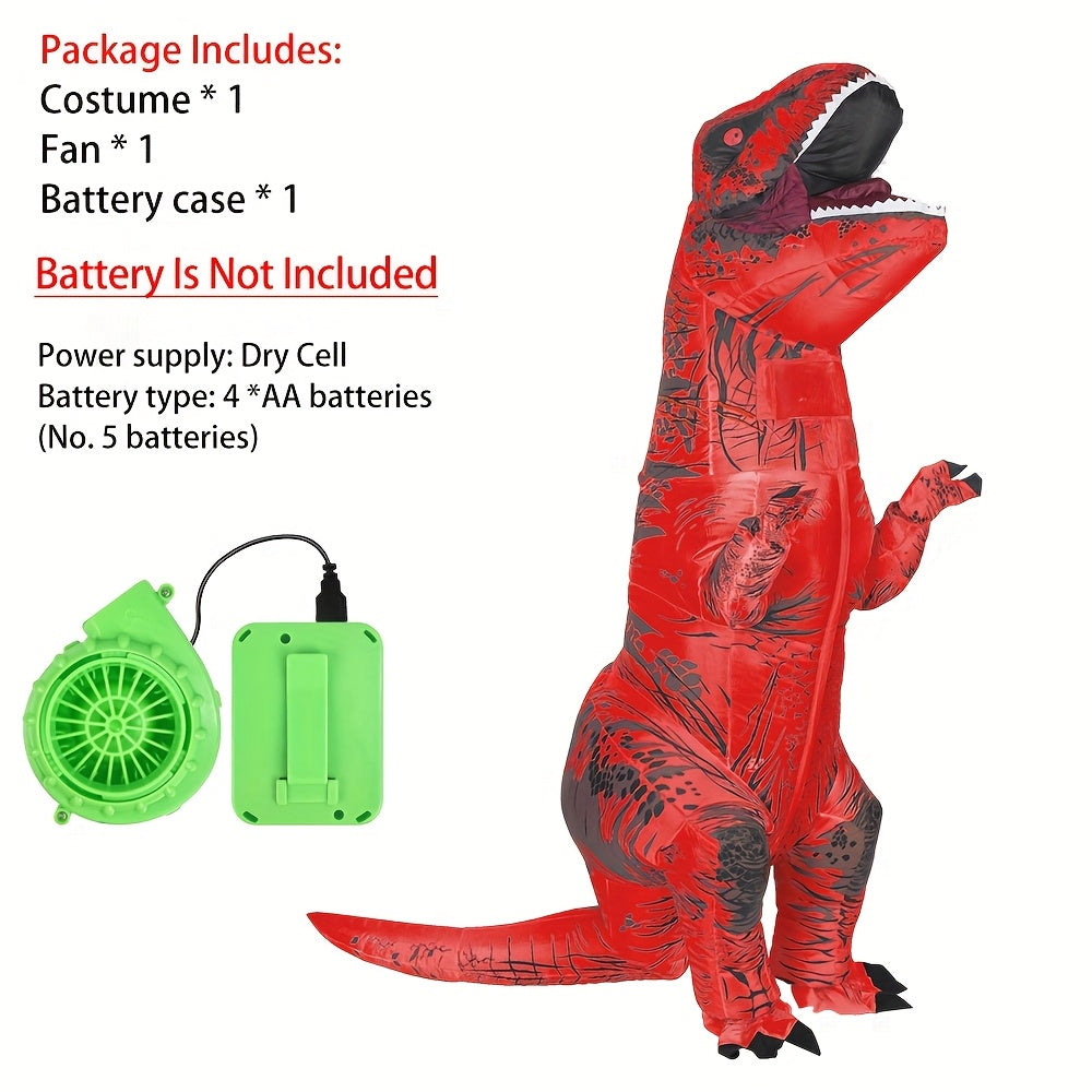 Adult Inflatable Dinosaur Costume Red with Fan - Halloween Christmas Role Play