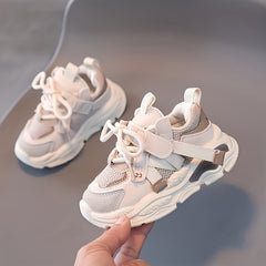 Girls Casual Mixed Mesh Sneakers - Breathable Lightweight Anti Slip Shoes