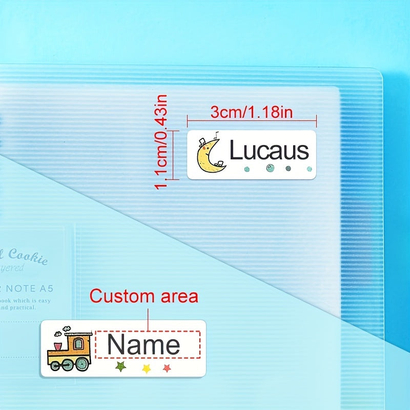 Custom Name Stickers Waterproof Labels 3x1, Variety Patterns, Animal Theme