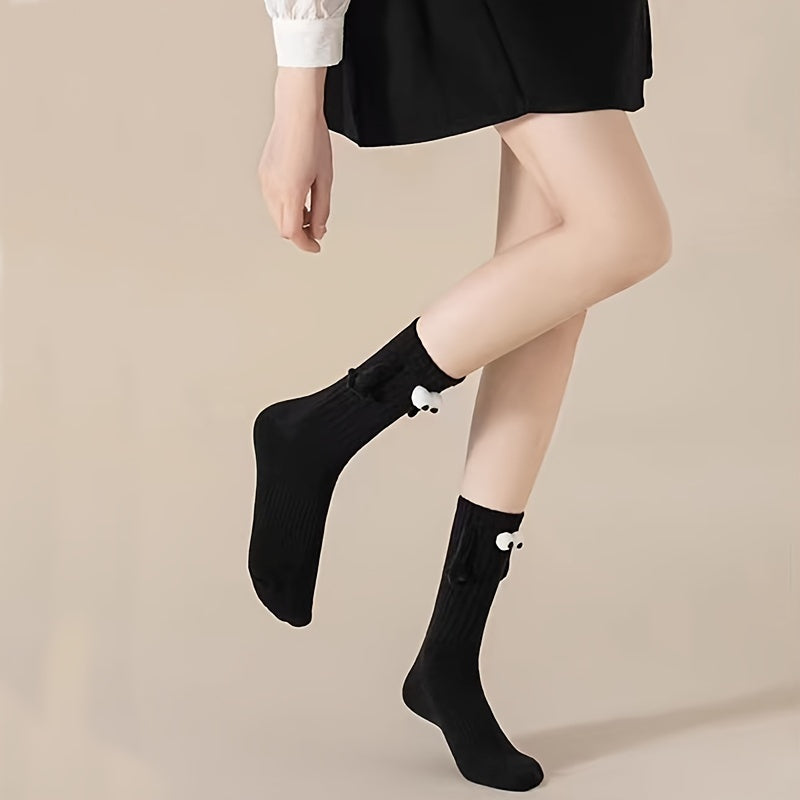 Hand In Hand & Cartoon Eyes Women's Socks - 2 Pairs