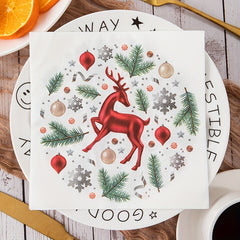 Christmas Printed Handkerchiefs Cartoon Party Paper Towels 20pcs
