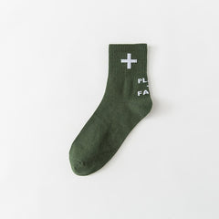 4 Pairs Letter Print Socks Women's Mid Tube Stockings