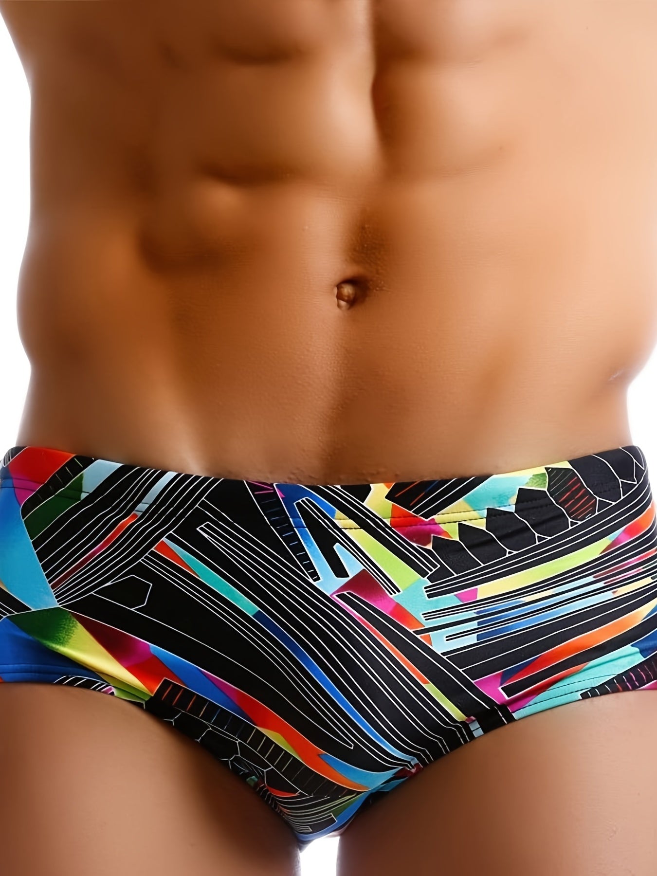 UXH Men's Striped Swimwear Slim Fit Boxer