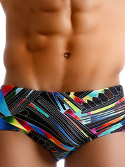 UXH Men's Striped Swimwear Slim Fit Boxer