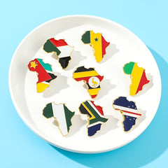 African Map Enamel Brooch