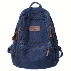 Stylish Denim Backpack with Laptop Compartment High Capacity School & Travel Bag