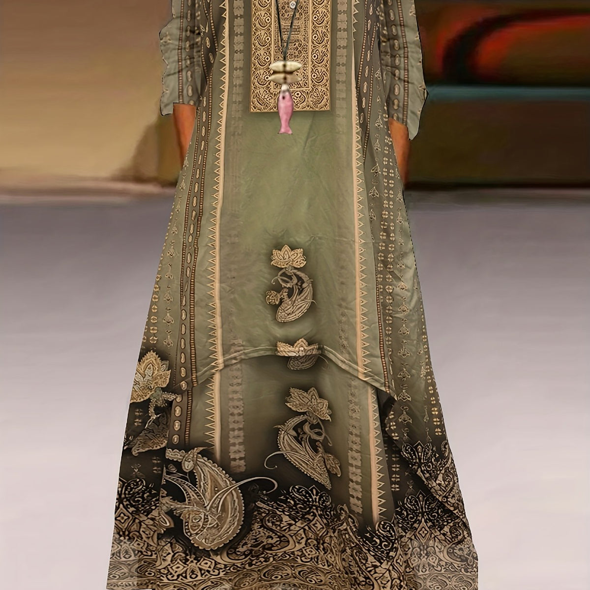  Boho Dress Women's Plus Paisley Print Maxi Dress