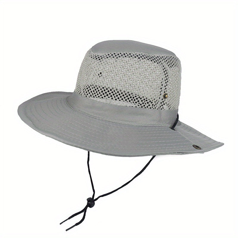 Mesh Hollow Out Bucket Hat Breathable Wide Brim UV Protection Sun Hat