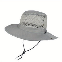 Mesh Hollow Out Bucket Hat Breathable Wide Brim UV Protection Sun Hat