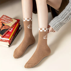 6 Pairs Cartoon Animal Print Socks Women's Mid Tube Stockings