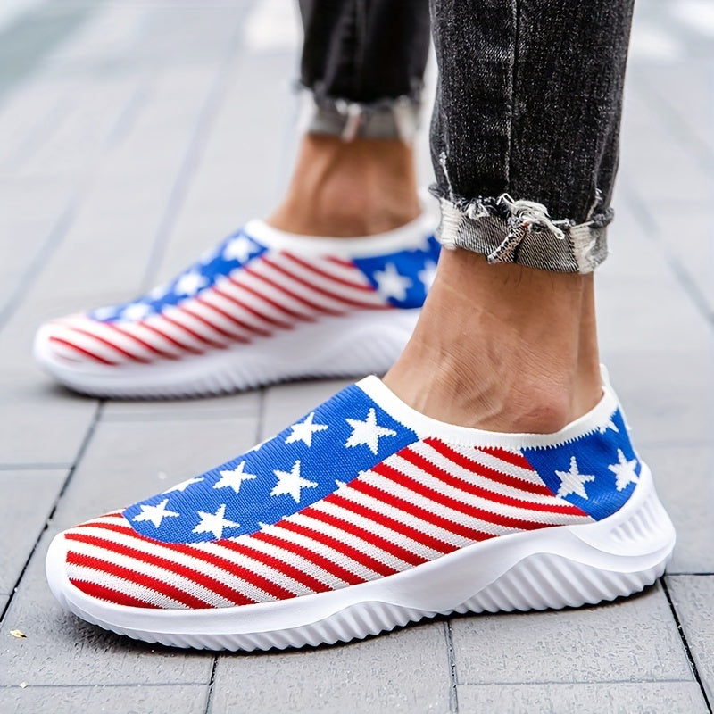 Men's American Flag Slip-On Sneakers Breathable Outdoor Shoes