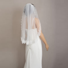 Floral Pattern 1m Bridal Veil Soft & Comfortable Wedding Veil for Women
