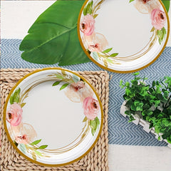 Camellia Floral Party Dinnerware 17" Paper Plates (12/16/20Pcs)
