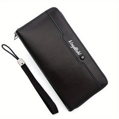 Men's Leather Zipper Business Clutch Bag Large Capacity Purse Wallet